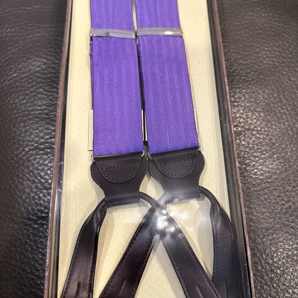 Trafalgar Purple Suspenders with Black Leather